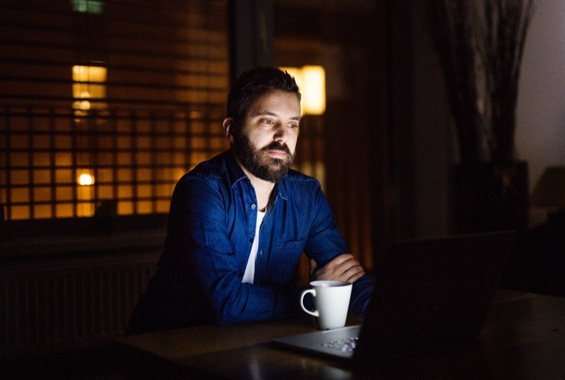 Solo operator working alone at night